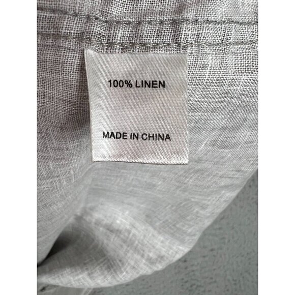 Carbon 2 Cobalt Mens Button Up Linen Shirt XL Gray Short Sleeve Pocket Beach - Picture 7 of 9